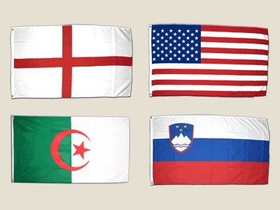 Kit drapeaux Football 2010 Groupe C 90x150cm en polyester renforcé