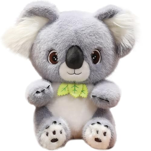 ELAINREN Super Furry Koala Stuffed Realistic Wild Koala Animals Pillow Lifelike Gray Koala Plush Toy Soft Fluffy Koala Plushie Cute Dolls Gifts/13.8''