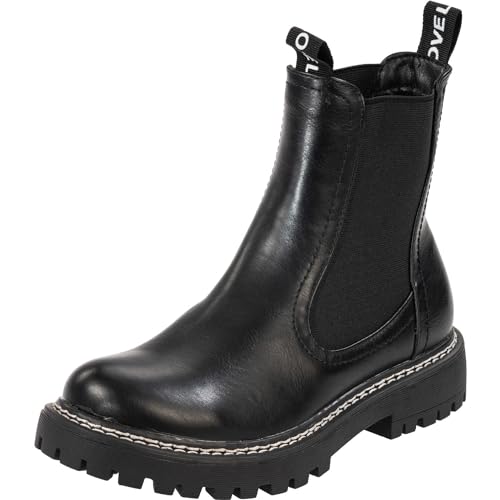Palado Chelsea Boots Damen Dedej - bequeme Boots - leicht gefütterte Stiefel für Herbst & Winter - modische Stiefeletten Schwarz UK8 - EU41