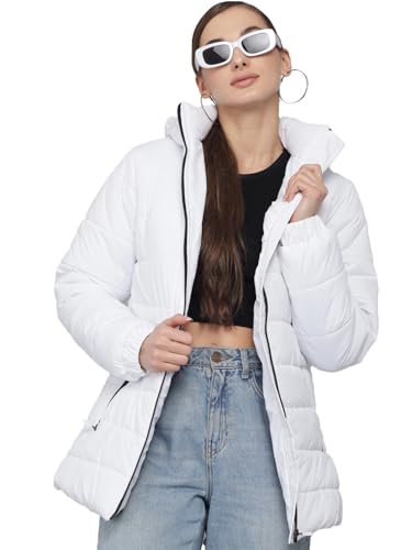 Image of KOTTY Women Nylon Full Sleeve Solid Long Length Puffer Jacket
