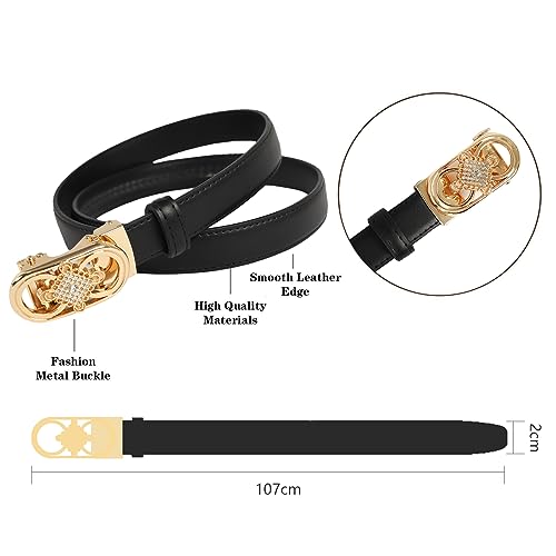 Image of Aurolran Women's Fashion Classic Metal Buckle Leather Belt with Jeans Dress