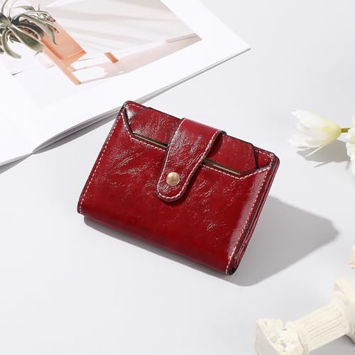 Image of Small Wallet Women RFID Blocking Bifold Wallets Vegan Leather Card Holder with ID Window Zip Pocket
