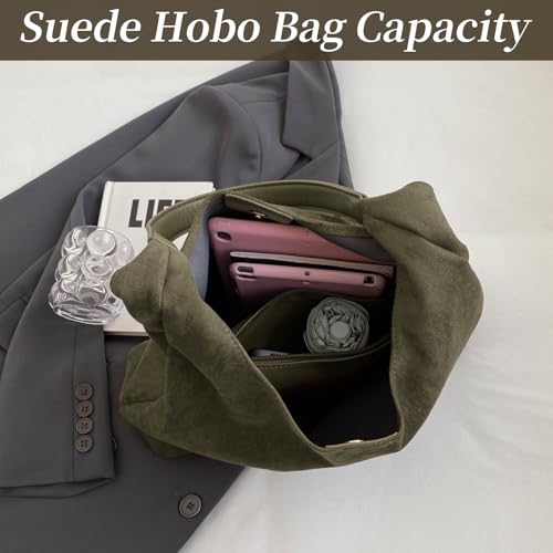 Image of Suede Bag for Women New Suede Tote Bags for Women Retro Slouchy Bag Brown Shoulder Bag Hobo Handbag