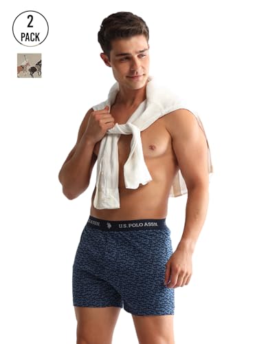 Image of U.S. Polo ASSN. Mens OEX09 Comfort Regular Fit Solid Boxers - Pack of 2