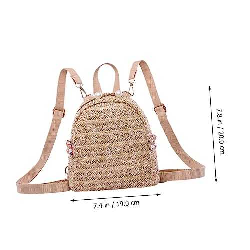 SAFIGLE 1pc Woven Pearl Mini Backpack for Women Stylish Outdoor Travel Bag Comfortable Durable for Shopping Picnics and Everyday Use Deep4