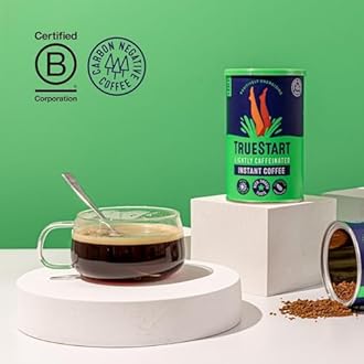 TrueStart Barista Grade Lightly Caffeinated Instant Coffee (2 Pack x 100g) Mycotoxin-Free Coffee & Rich in Antioxidants, Premium Freeze-Dried, 100% Full Flavour, Smooth Intense Roast