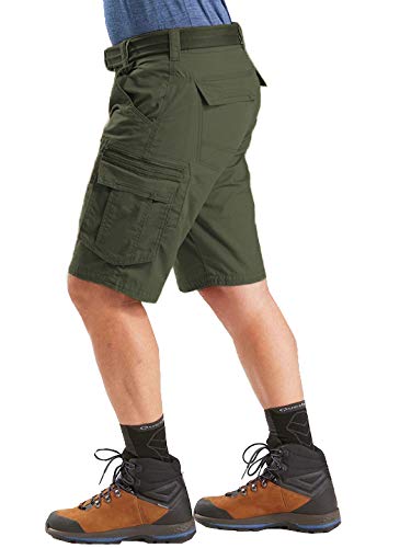 Image of ROL Reoutlook Men's 100% Solid Cotton Cargo Shorts /Bermuda with Multi-Pockets and Waist Belt