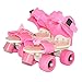 Produktbild tofree Kinder Zwei Linien Rollschuhe Zweireihig 4 Wheel Skating Schuhe Frei Größe Schiebetür Inline Pink Rosa Rose