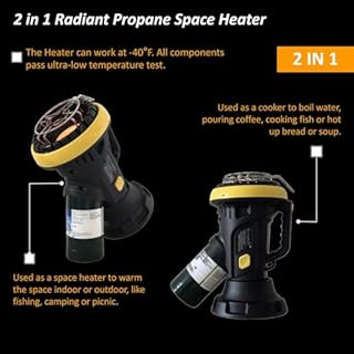 GarLUGH 4000BTU Portable Cordless Quiet Safe Propane Heater with ODS & Tip-Over Protections,2 in 1 Using Ways, Heating Area Up to 95 Sq. Ft,Ideal for Camping,Fishing,Outdoor and Indoor Activities.