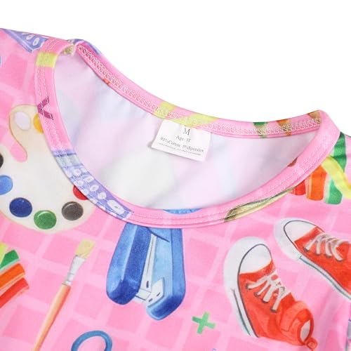 Toddler Girls Back to School Dress Cartoon Casual Toy Print Dresses Short Sleeves Summer Dress 2-8Y2
