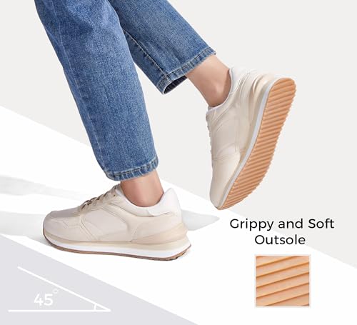 Image of LUCKY STEP Women's Platform Fashion Sneakers Suede Colorful Colorblock Stylish Retro Casual Neutral Tennis Running Footwear Walking Shoes