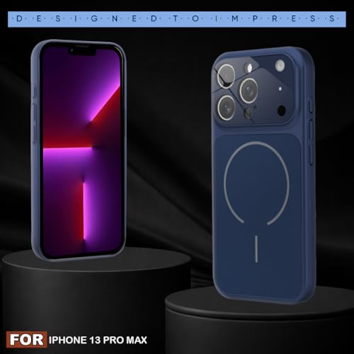 Image of SHINESTAR Premium Luxury Case Compatible with iPhone 13 Pro Max | Protective Back Cover with Camera Lens Safety | Wireless Charging Support | Slim Fit Durable Design | Enhanced Grip Protection Blue