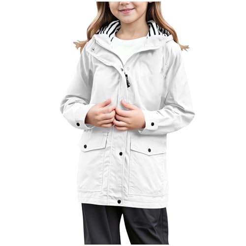 Girls Rain Jackets Windproof Windbreaker Hooded Full Zip up Button Down Raincoats Lightweight Bubble Coats for Girls2