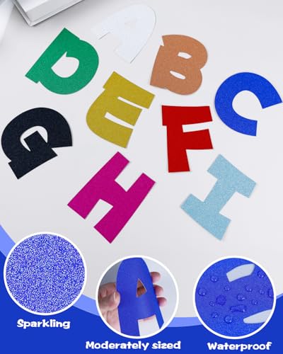 Image of 243 Pcs Glitter Bulletin Board Letters, Numbers and Punctuation 4 Inch | Cut Out Letters for Bulletin Board Decorations, Poster Board Letters Alphabet Cutouts for Classroom Wall Decor (Blue)