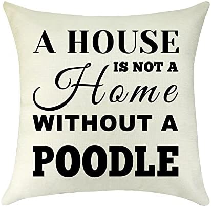 Dog Lovers Gift Idea Poodle Lovers Gifts for Women Throw Pillow Cover Pillow Case Dog Mom Gift Dog Dad Gifts Christmas Holiday Decorative Square Cotton Linen Cushion Cover Pillowcase for Sofa 18"X18"