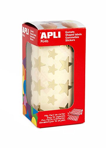 APLI Kids 11116 - Gomets con formas de estrella, color oro, en rollo de 2360 pegatinas