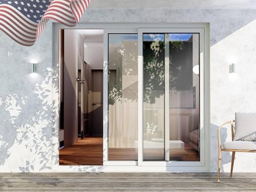 Patio Exterior Metal-Plastic Sliding Doors/Patio 8166 White Silk 72" x 80" Right Active Door/Tempered Clear Glass Bypass Door