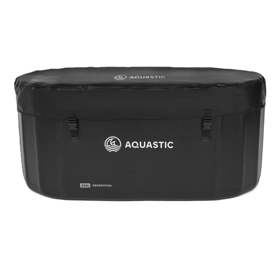 AQUASTIC BrrFree 456 L - Drop-Stitch Walross Pool 150×80×67 cm mit Abdeckung, Pumpe & Reparaturset - mobil, stabil, isoliert, kältetauglich