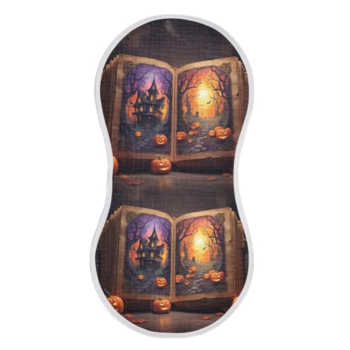 Muslin Burp Cloth for Baby 2PCS Halloween Vintage Book Super Absorbent Burping Cloths, Bibs for Newborn Boys Girls2