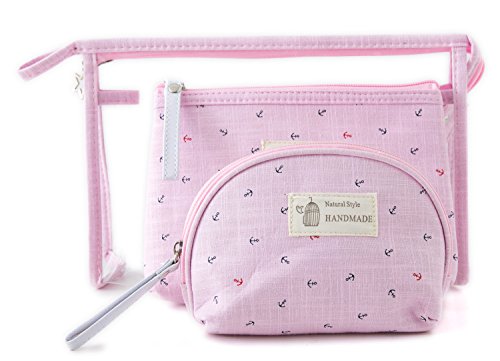 Zhoma 3 Piece Cosmetic Bag Set - Makeup Bags And Travel Case - Light Purple