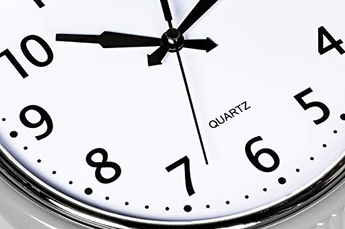 Bernhard Products Retro Wall Clock 9.5 Inch Silver Kitchen 50's Vintage Design Round Silent Non Ticking Quality Quartz Battery Operated for Home/Office/Kitchen/Living Room/School Classroom