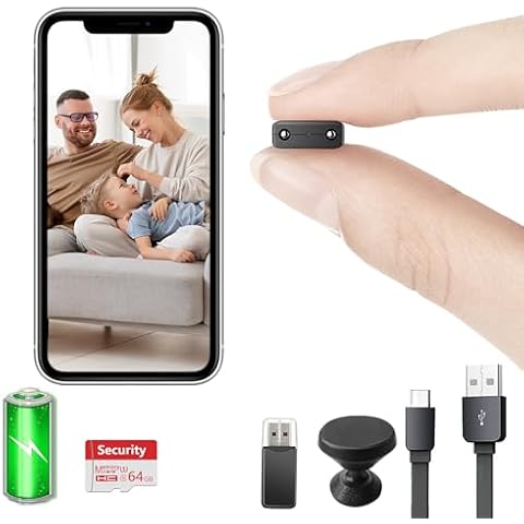 【Free 64G】 Smallest Wireless WiFi Camera with Battery,HD1080P Portable Mini Camera for Video Recording Live Feed with Night Vision,Motion Detection, Remote Viewing for Security with iOS Android APP Cover