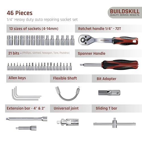 Buildskill 1/4 inch 46-Piece Socket Set 1/4" - 46 Pcs - Image 3