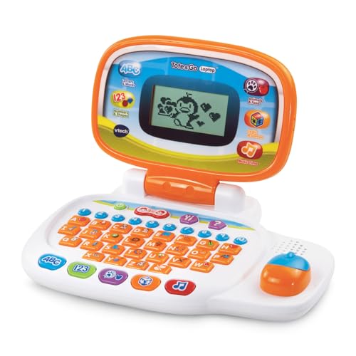 Image of vtech tote and go laptop, orange- Multi color
