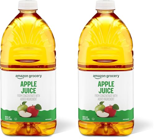 Amazon Brand - Happy Belly 100% Apple Juice, 64 fl oz Bottle (Pack of 2)