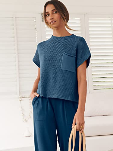 Image of ANRABESS Women's Two Piece Outfits Sweater Sets Knit Pullover Tops and High Waisted Pants Tracksuit Lounge Sets
