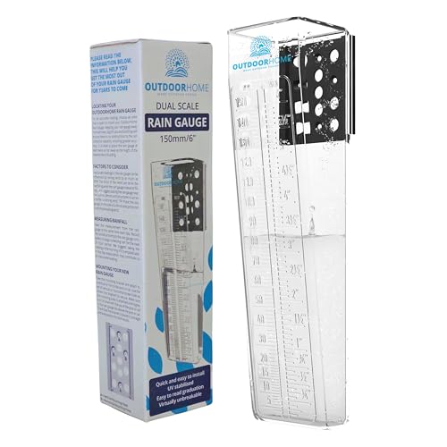 Outdoor Home Rain Gauge. Professional 6 Inch Capacity Aussie Made Heavy Duty Rain Measure Gauge. Reliable, Accurate Fence Or Post Mount Rain Gauge. Ideal Outdoor Tool For Garden, Yard & Farm.