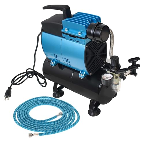 Image of Master Airbrush Super Powerful 3 /5 HP Air Compressor with Extra-Large | Storage Tank, Model TC-600 - Professional High-Performance, Airflow 48 Ltrs /Minute - Hose, Regulator Water Trap, Holder