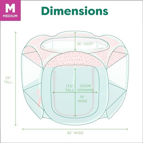 Image of Furhaven Portable Dog Playpen Cat Tent, Pet Playground,Kennel Foldable Indoor Outdoor Zippered Puppy Crate - Green & Pink, Medium
