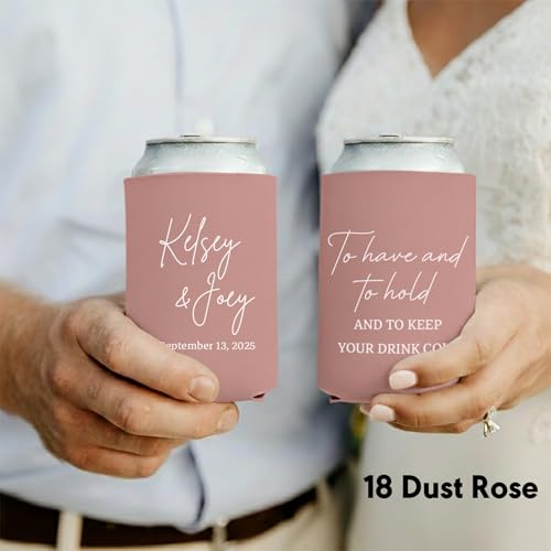 Image of 20PCS Customized Wedding Can Coolers Personalized Wedding Favors Monogram Can Holders (Custom, 20 can cooler)