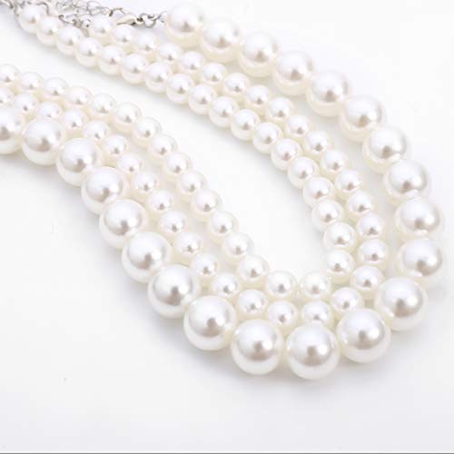Boho Choker Necklaces for Women - Faux Round Pearl Layered Fashion Chunky Thick Clavicle Necklace Wedding Bride Jewelry Gifts4