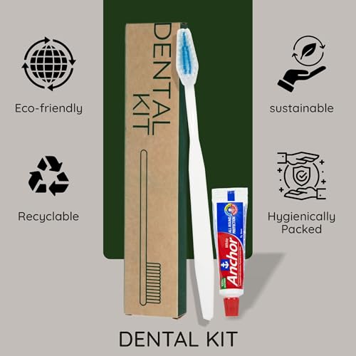 Image of Old Tree Hotel Dental Kit (Set of 100) | Eco-Friendly Guest Amenity Set in Biodegradable Kraft Box | Includes 1 Manual Toothbrush & 8g Toothpaste - Ideal for Hotels, Resorts & Guest Houses