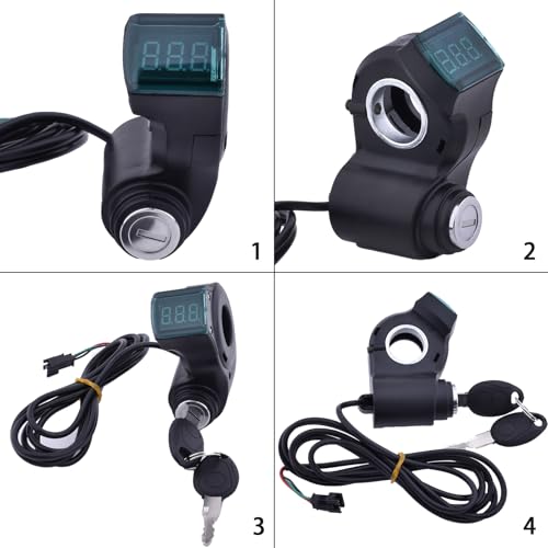 Image of Universal E Bike Key Ignition 12V-96V Key Ignition for Ebike Key Switch 3 Wire Digital Voltage Display LED Voltmeter Electric Scooter Ignition Switch with Key, Electric Bike Ignition Key Replacement