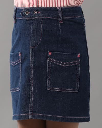 Image of Under Fourteen Girls Denim Hot Skirt | Skirt for Girls | Woven | 12-13 Yrs(Navy)