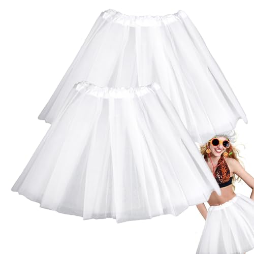Onlvmyur 2 Pezzi Gonna in Tulle Donna Bianca Gonna Tutu da Donna 3 Strati Tulle Classico Corta Tutu Danza per Feste Carnevali Halloween Feste in Maschera Cosplay