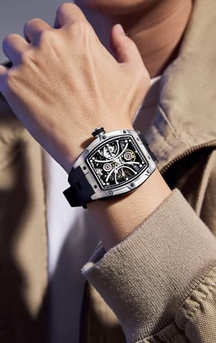 Image of ALIX Automatic Mechanical Watch Silicone Band Water-Resistant Stylish Gift for Men