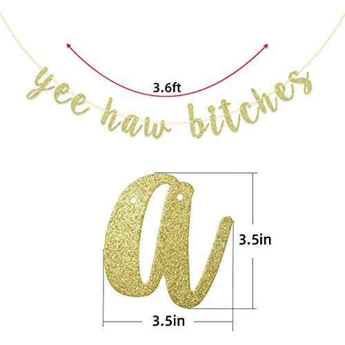 Yee Haw Bitches Banner, Nashville Bachelorette Banner, Bridal Shower, Glitter Hen Party, Bachelorette Party Decorations (Gold) by Firefairy - Image 2
