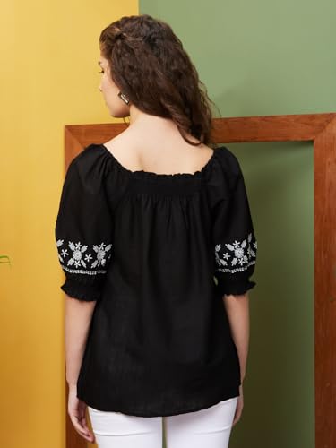 Image of Globus Women Square Neck Floral Print Strappy Peplum Fusion Tunic
