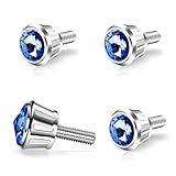 Jewkot 4-Piece Car License Plate Bolt Fixing Kit, Rhinestone License Plate Frame Aluminum Screws, Rust-Proof Fastener Accessories, Universal for Most Cars (Blue)