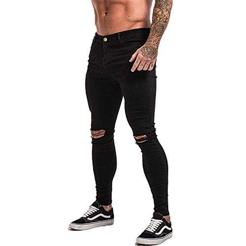 Andongnywell Men's Fashion Slim Fit Ripped Denim Pants Stretch Distressed Destroyed Skinny Jeans Trousers4