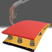 Gymnastics Springboard, Hardwood Gymnastics Springboard for Kids Heavy Duty Pro Curved Spring Board with Steel Spring & Jump Pad Vault Gymnastics Equipment for Size2 Springs 50x80x20cm,ColorRed