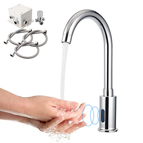 Gimify Grifo Mezclador con Sensor Infrarrojo Grifo de Cocina sin Contacto Cuerpo de Latón Cromo para Agua Fría y Caliente