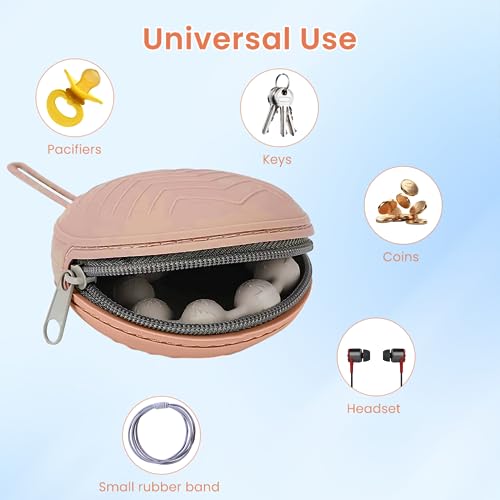Image of SNOWIE SOFT Portable Baby Pacifier Holder Case with Handstrap, BFA Free Silicone Pouch Pacifier Case Organizer Storage Bag, Travel Pacifier Storage Pouch Waterproof Dustproof Baby Pacifiers Newborn