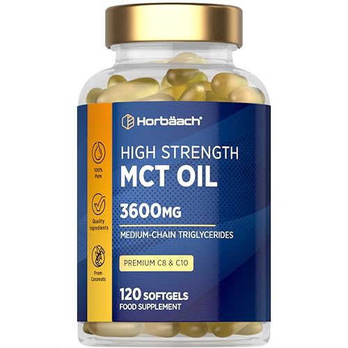 MCT Oil Capsules 3600mg | C8 & C10 | High Strength | Keto Diet Supplement | 120 Softgels | by Horbaach