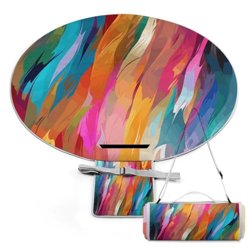 SKTNBM Picnic Blankets,Rainbow Color Print Picnic Mat,Portable Picnic Blanket,Foldable Compact Beach Blanket for Camping,Park,Travel