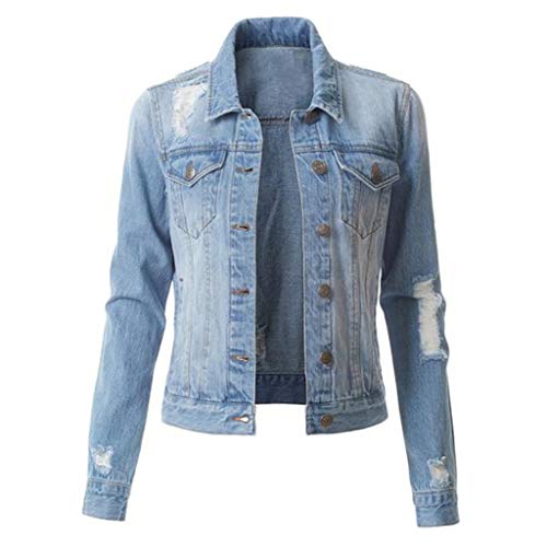 Hemlock Womens Denim Jacket Button Down Jean Coats Teen Girls Denim Jacket Long Sleeve Cropped Tops Slim Jean Jacket Outwear